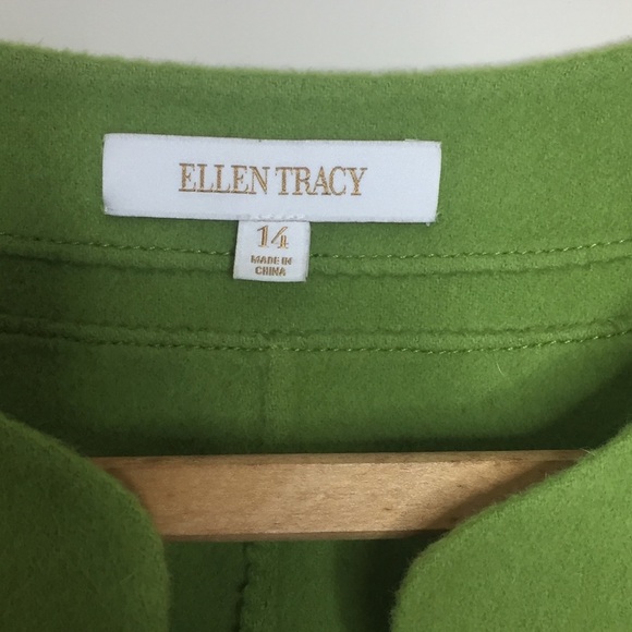 Ellen Tracy || Green Crop Wool Jacket.  Size 14 - Picture 5 of 6